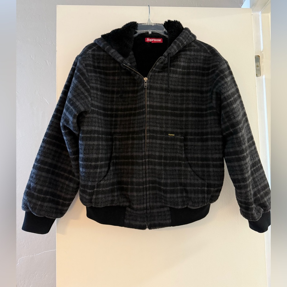 Supreme Plaid Wool Hooded Work Jacket